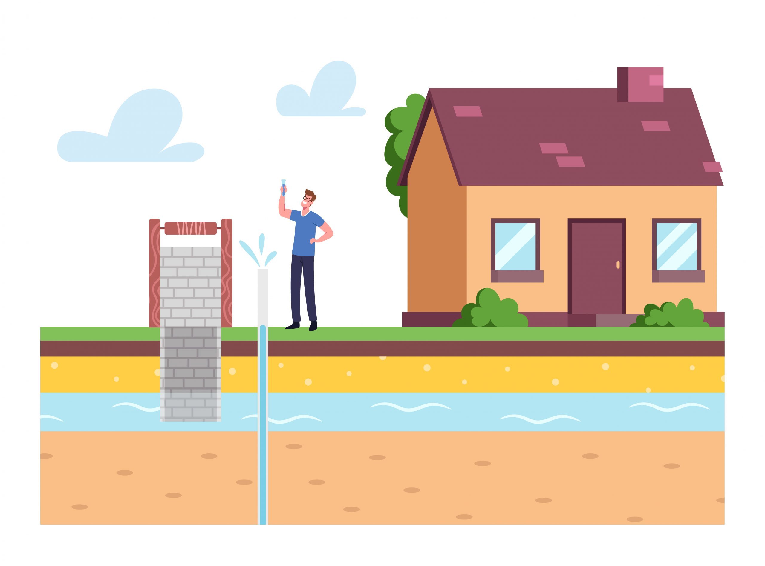 man-at-house-front-yard-holding-test-tube-with-aqua-sample-testing-groundwater-or-artesian-water-for-well-drilling